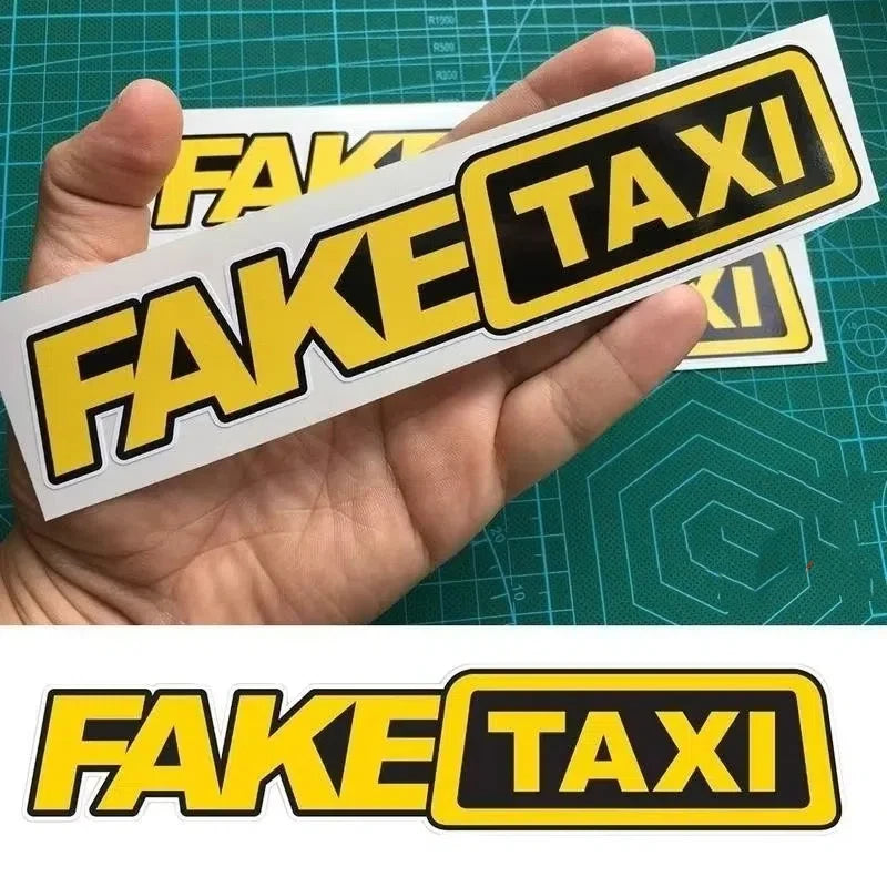 1Pcs Fake Taxi Sticker Funny Car Window Stickers Creative and Personalized Creative Patterns Car Glass Decoration Accessories Qme