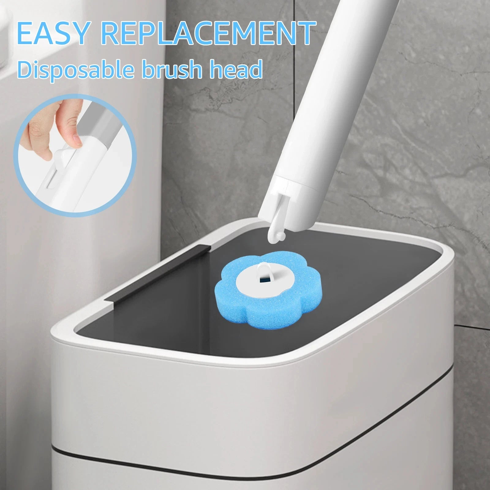 18/36Pcs Disposable Toilet Brush Long Handle Wall-mounted Wc Cleaning Tool Kit with Replaceable Brush Head Bathroom Accessories Qme