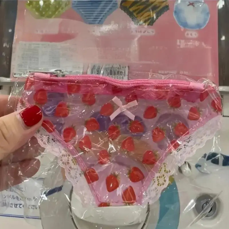 Zipper Strawberry Makeup Bag Great Party Birthday Present Cute Lace Qme