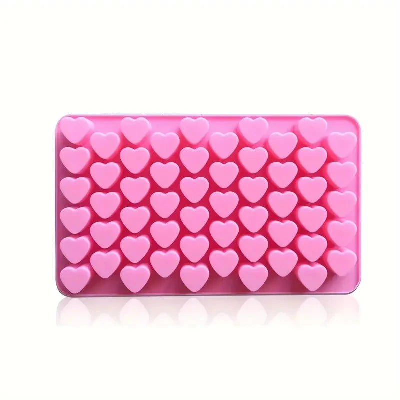 55 Mini Heart Shapes Silicone Soap Crayon Ice Cube Candy Decoration Chocolate Mold, Reusable Cake Mold Baking Kitchen Supplies Qme 1PCS