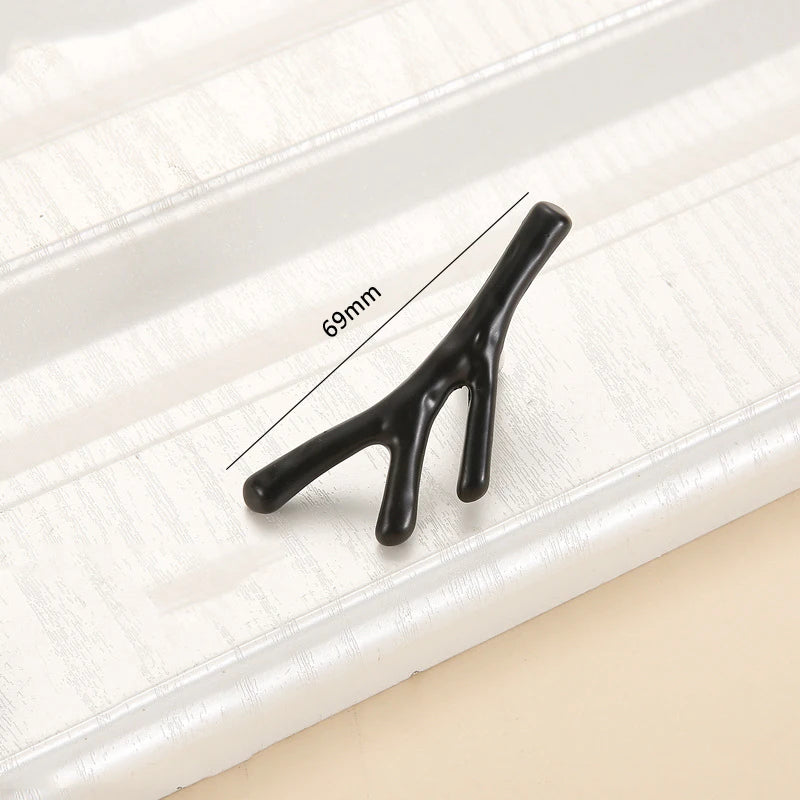 Vintage Tree Branch Furniture Handle Zinc Alloy Kitchen Cabinet Drawer Knob Wardrobe Cupboard Closet Door Pull Hardware Black Qme Black single