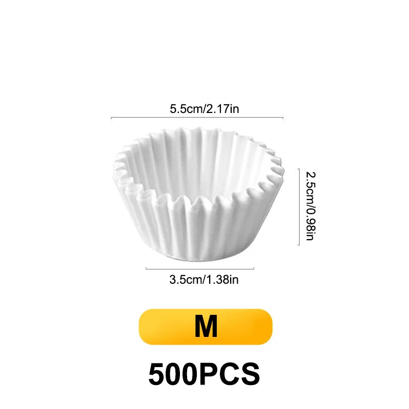 500/1000Pcs Chocalate Paper Liners Baking Muffin Cake Cups Forms Cupcake Cases White Party Tray Mold Greaseproof Wrappers Holder Qme M