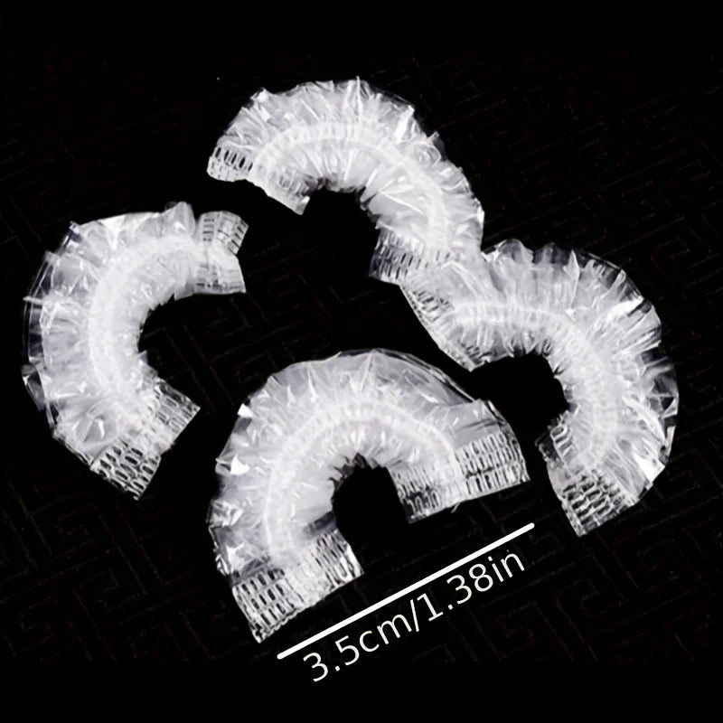 100Pcs Disposable high quality earmuffs - clear hygienic protection for showers, hair coloring, salons and spas Qme
