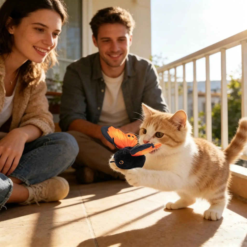 Indoor Cat Auto Toy Mental Physical Exercise Easy Mount Pet Teaser Cat Toy Butterfly for Small Medium Large Breeds Living Room Qme