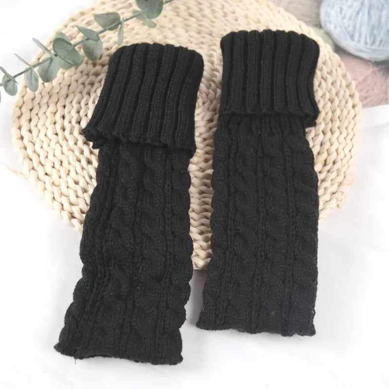 Sweet Children Leg Warmers Lolitas Twist Knitted Socks Korean Baby Qme black 38cm or 14.96inch