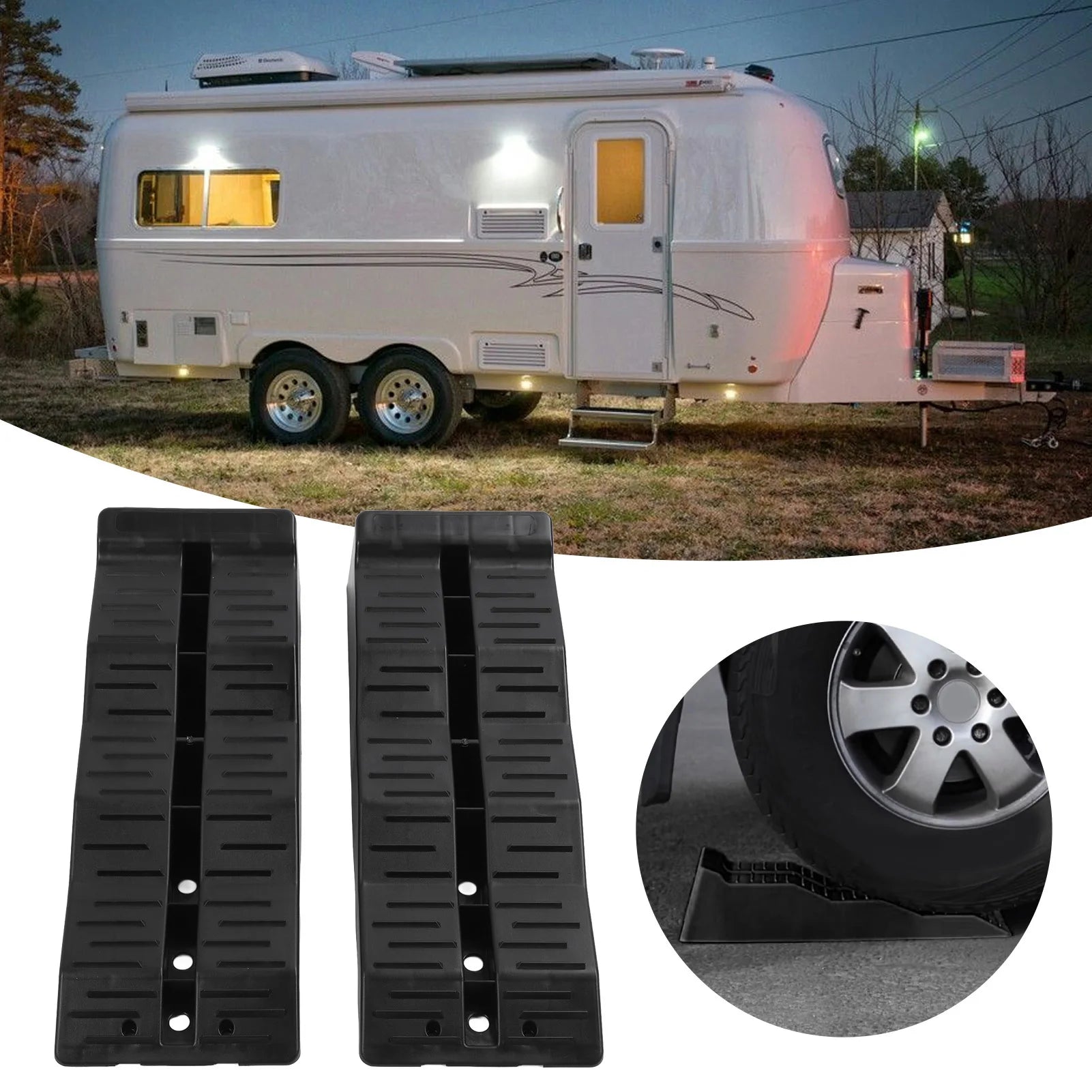 RV Leveling Ramps 11000LBS Load Capacity RV Leveler Wheel Chock for Travel Trailer Campers Truck RV Leveling Blocks Qme
