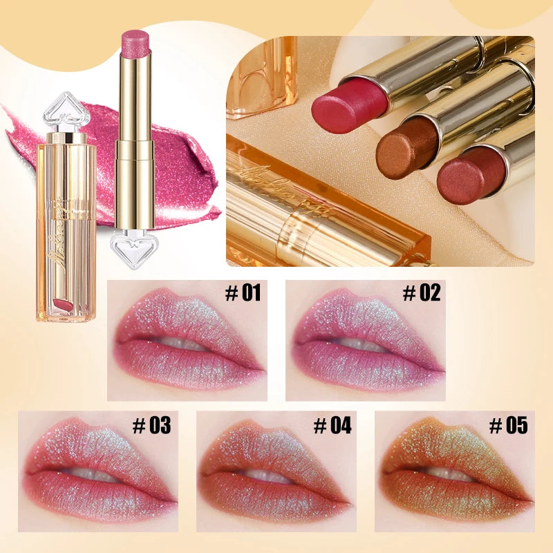 Shiny Lipstick Vibrant Colors Waterproof Sweat Resistant Non Stick Qme