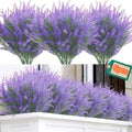 Artificial Lavender Flowers, Plastic Faux Plants for Outdoor Patio Decor, Home Room Table Decor Without Container Qme 6pcs