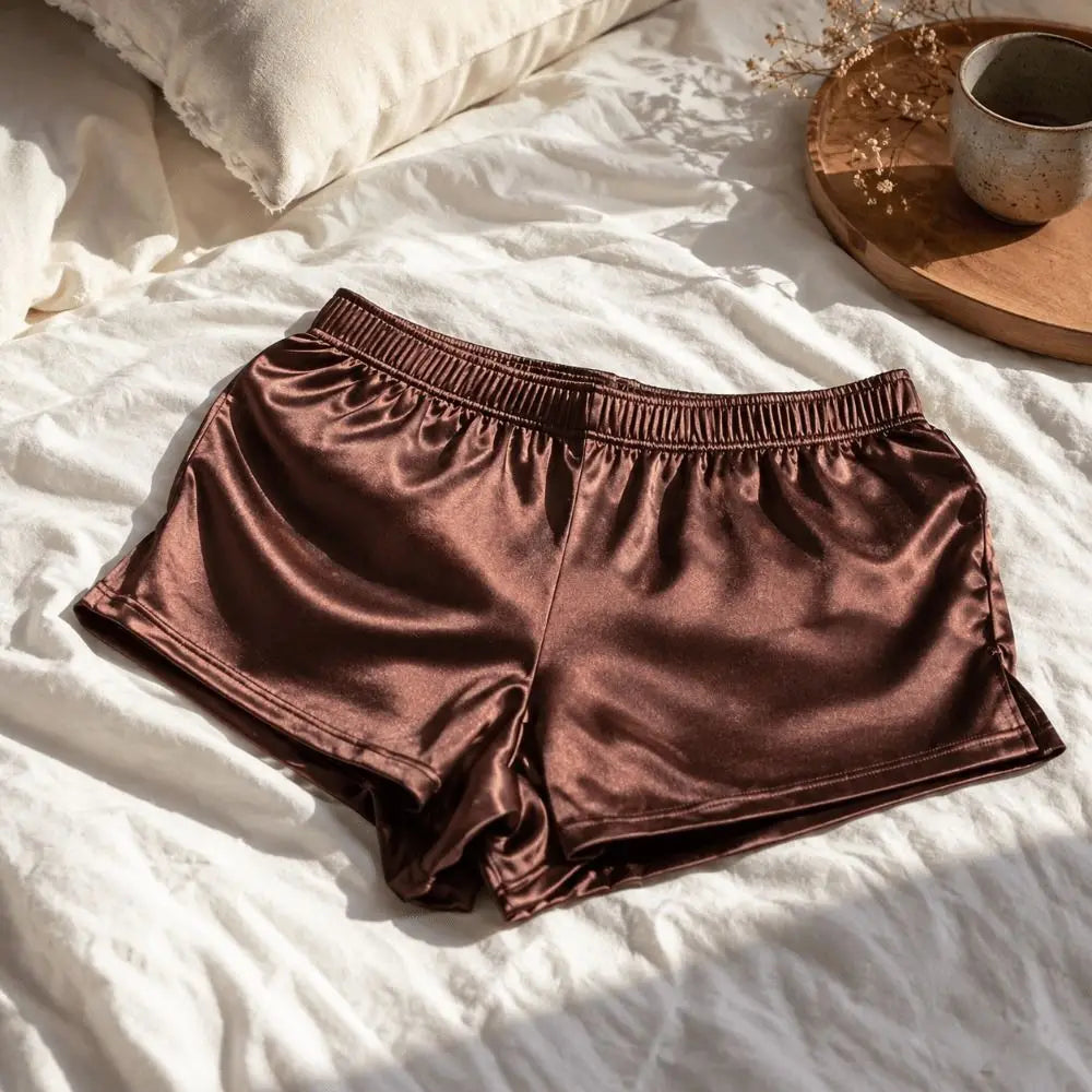 Lounge Bottoms Ice Silk Satin Boxer Shorts Casual Loose Male Panties Qme