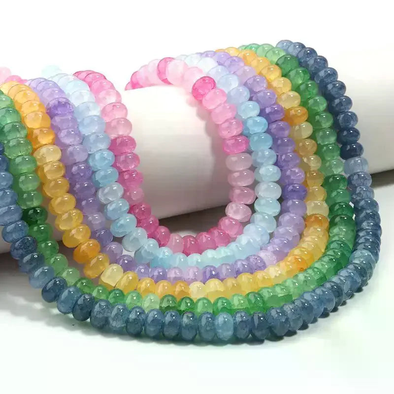5x8mm Colorful Loose Glass Beads Abacus Flat Round Style for DIY Jewelry Making Home Craft Activities Qme