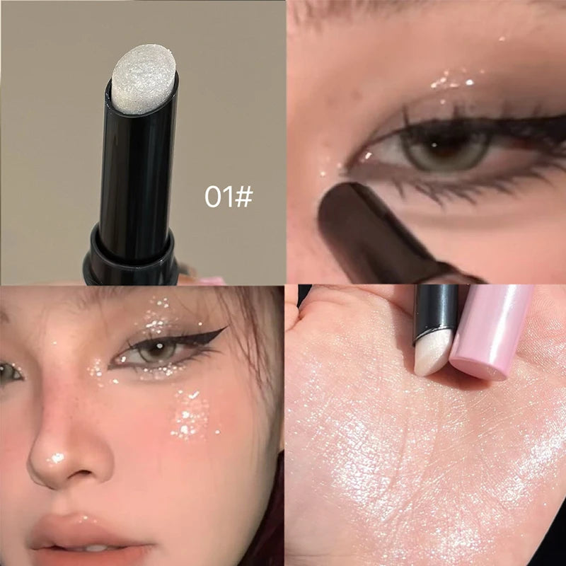 CACE 4 Colors Pearlescent Eye Shadow Eyeliner Stick Glitter Waterproof Long-Lasting Eyeshadow Makeup Non-smudge Eyeliner Pencil Qme 01