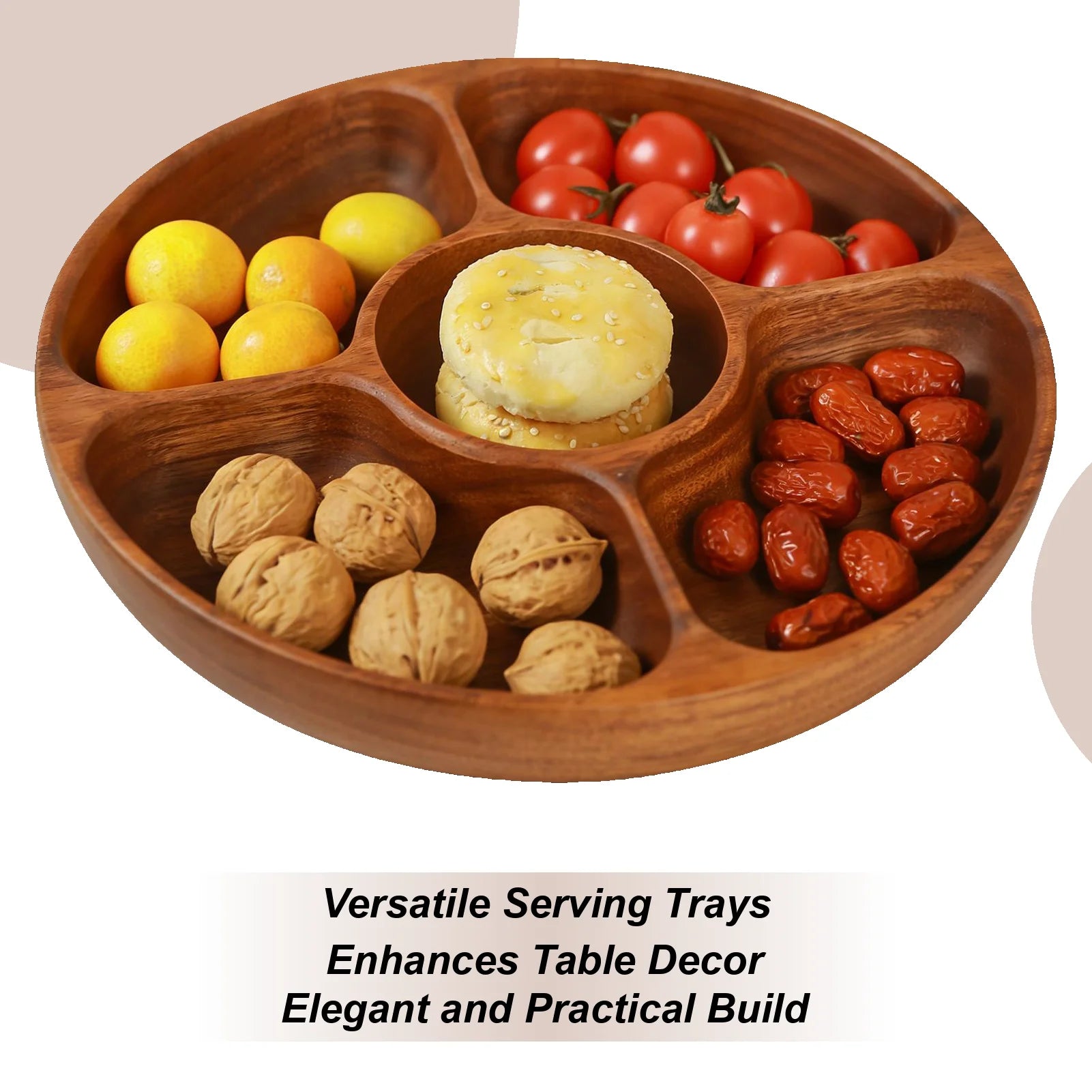 Serving Trays for Party 5-Compartment Festive Platter Decorative Tray for Snack Charcuterie Dessert Candy Appetizers Breakfast Qme