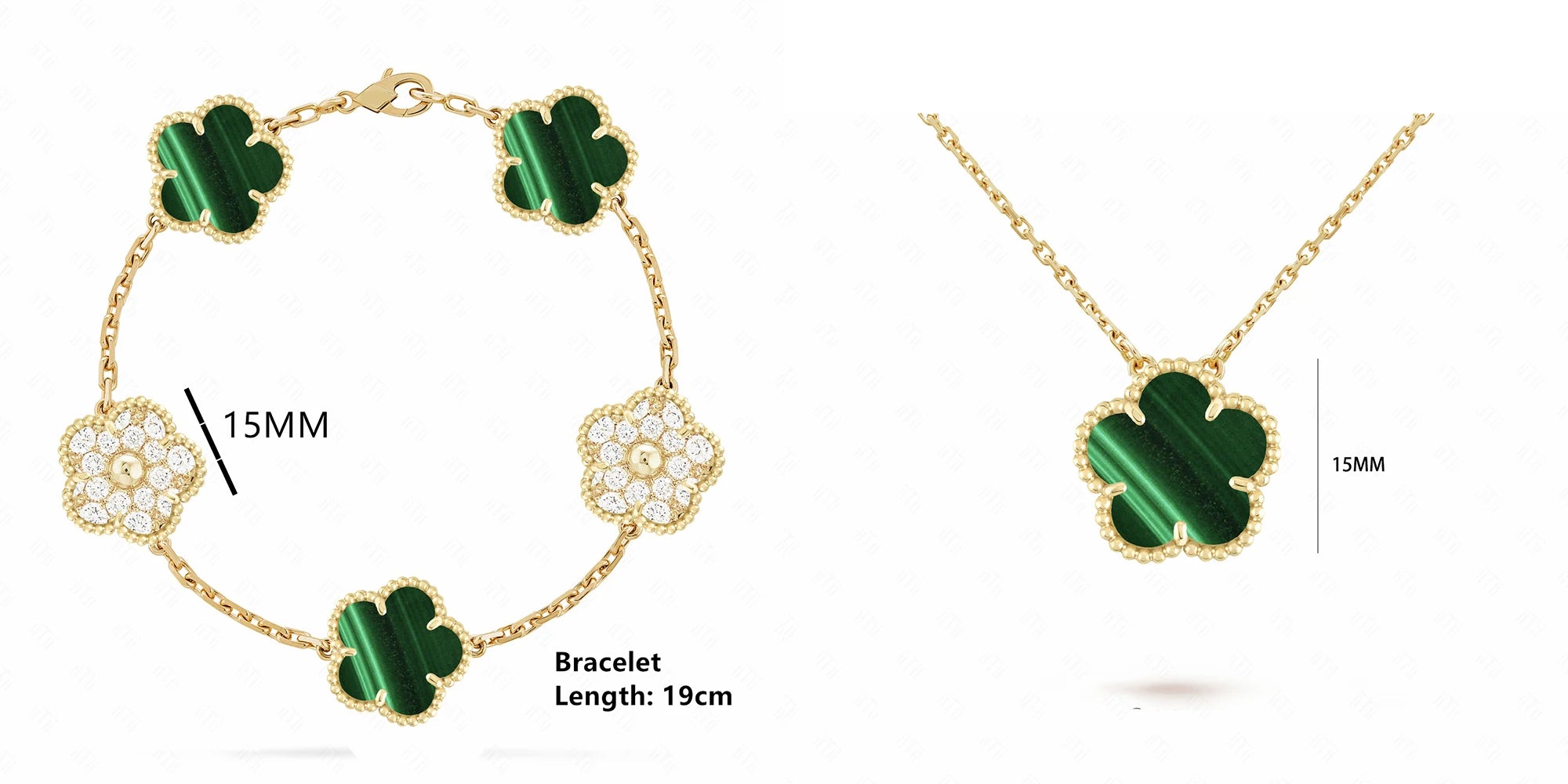 INS Hot Selling 15mm Natural Stone Five Leaf Flower Set Bracelet Necklace Flower Jewelry For Women Free Shipping For Daily Wear Qme
