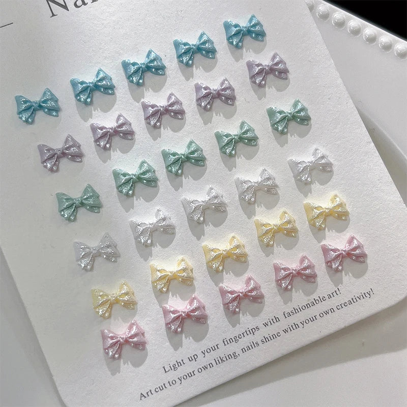 DIY Craft Supplies Pearlescent 3D Nail Art Bow Charm Nails Decoration Qme