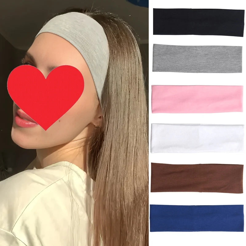 Cotton Simple Elastic Hairbands Fashion Women Solid Wash Face Make-up Qme