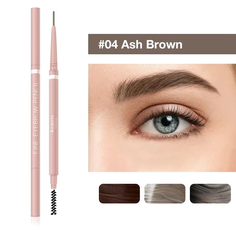 1PC 1.5mm Ultra Fine Double-Ended Eyebrow Pencil Waterproof Sweat-proof Long Lasting Professional Eye Makeup For Women Qme X4 Ash brown