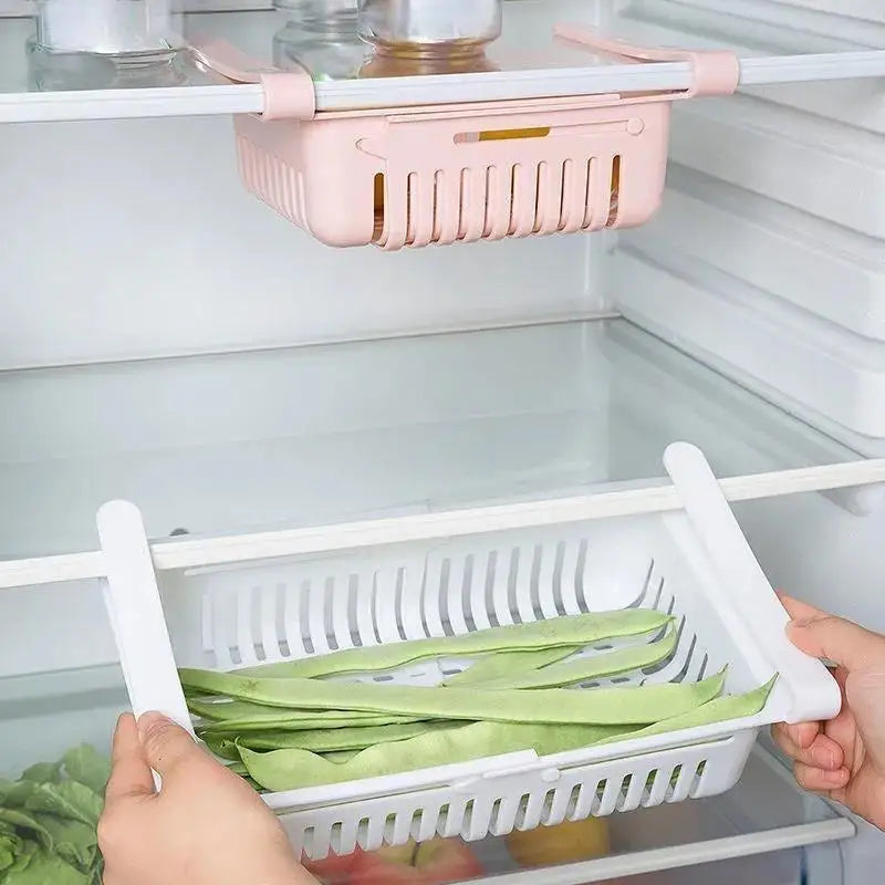 1Pc Refrigerator Storage Basket Flexible Expandable Fridge Organizer Drawer Storage Rack Storage Fresh Box Freezer Box Storage Qme