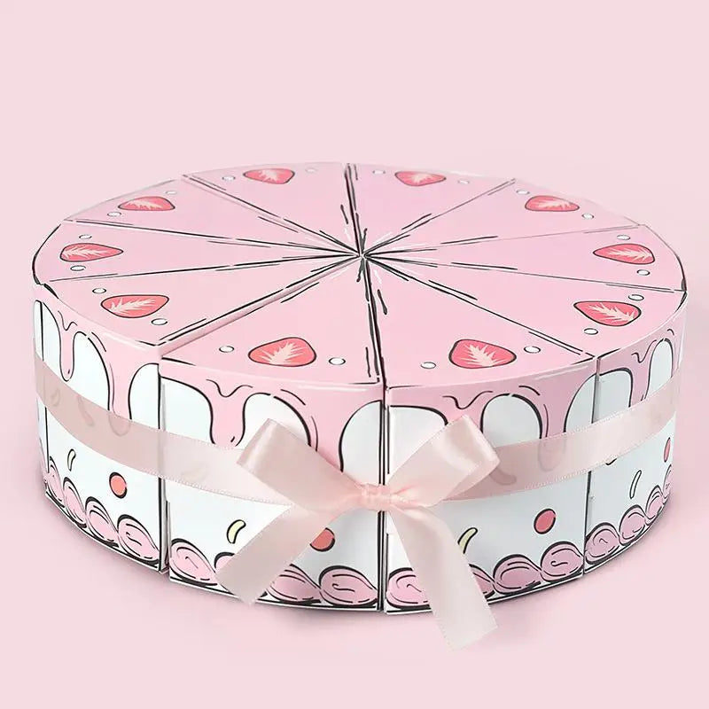8/10Pcs Triangular Cake Shaped Paper Gift Box Cookie Candy Baby Shower Favors Treat Kids Birthday Party Dessert Packaging Boxes Qme Pink Strawberry