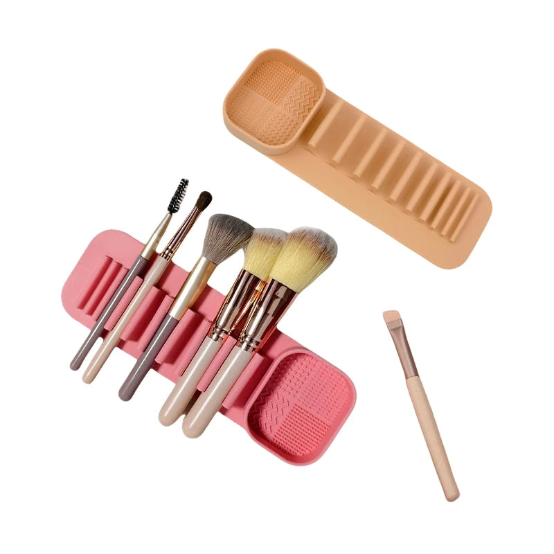 1/2/3/4 Pcs Silicone Makeup Brush Cleaner Tool Wall Mounted Suction Cup Makeup Brush Drying Rack Cleaning Drying Makeup Brush Qme