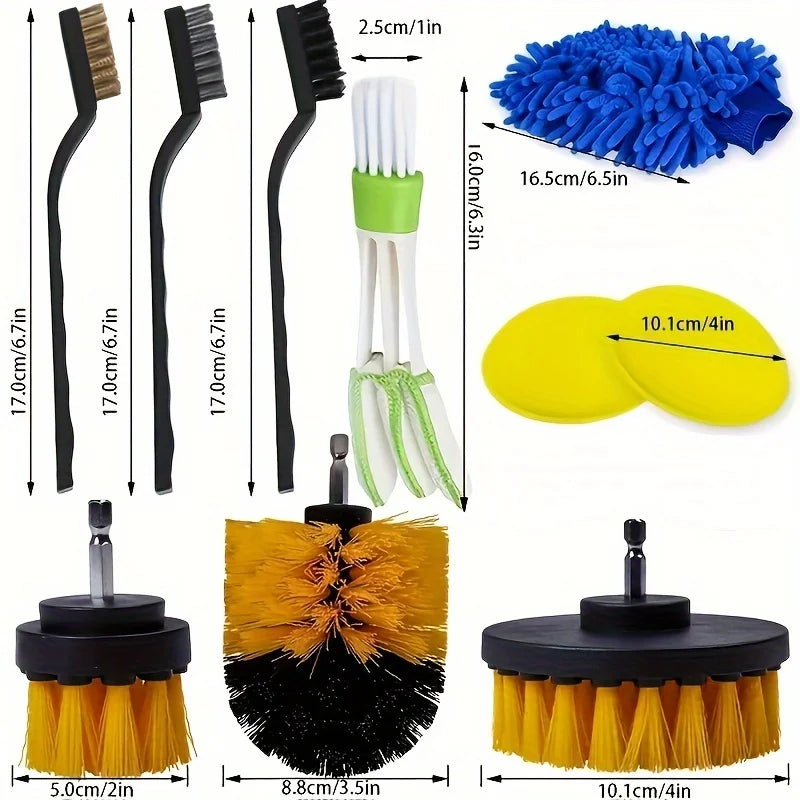 Car interior cleaning brush set, car interior cleaning tool kit, car drilling brush / wheel hub brush / ventilation port brush Qme