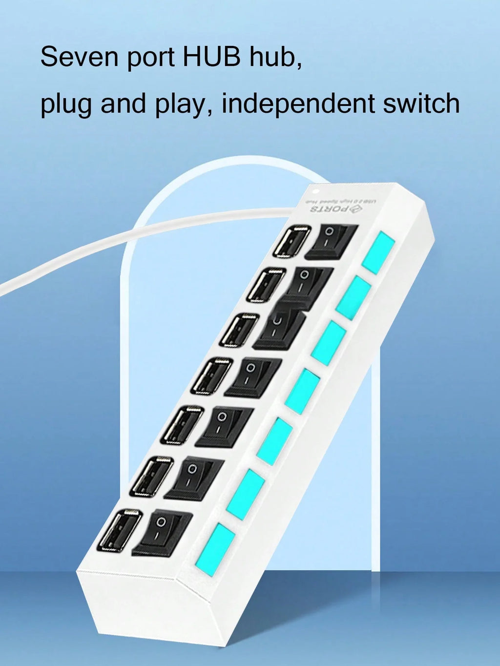 1 Abs Material 7-Port Independent Switch USB Hub Compatible Computers Qme