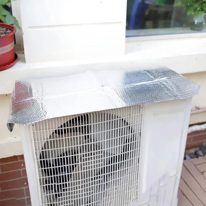 Outdoor Air Conditioner Cover Rainproof Sun Resistant Aluminum Foil Dust Cover With Elastic Band Lifting Loop Qme A7