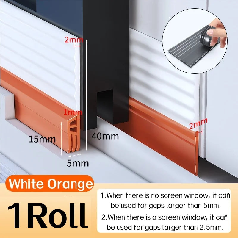 4/2M Sliding Window Sealing Strip Winter Windproof Soundproof Window Sealing Strip Door Sealing Gap Insect Proof Filling Strip Qme White Orange 2m
