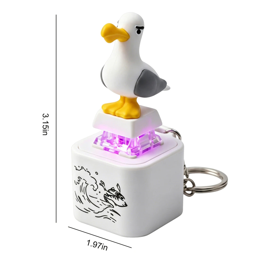 1/2PCS Seagull Button Keychain Animal Pendant Decorations Fun Fidget Clicker Toy for Office Desk Stress Relief Decompression Qme