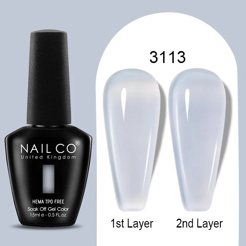 Nailco Jelly Gel Nail Polish Transparent Varnishes 44 Colors Red Pink