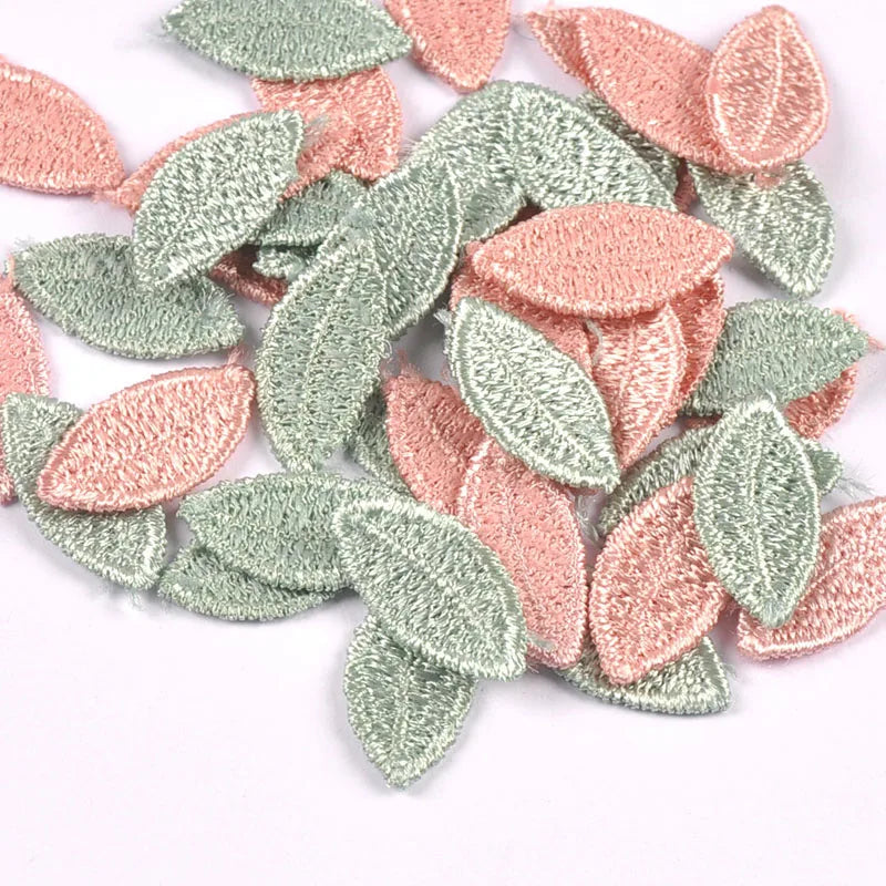50Pcs Leaf Shape Patches For Kids DIY Applique Clothing Embroidery Lace Appliques For Handmade Sewing Accessories DIY Fabric Qme