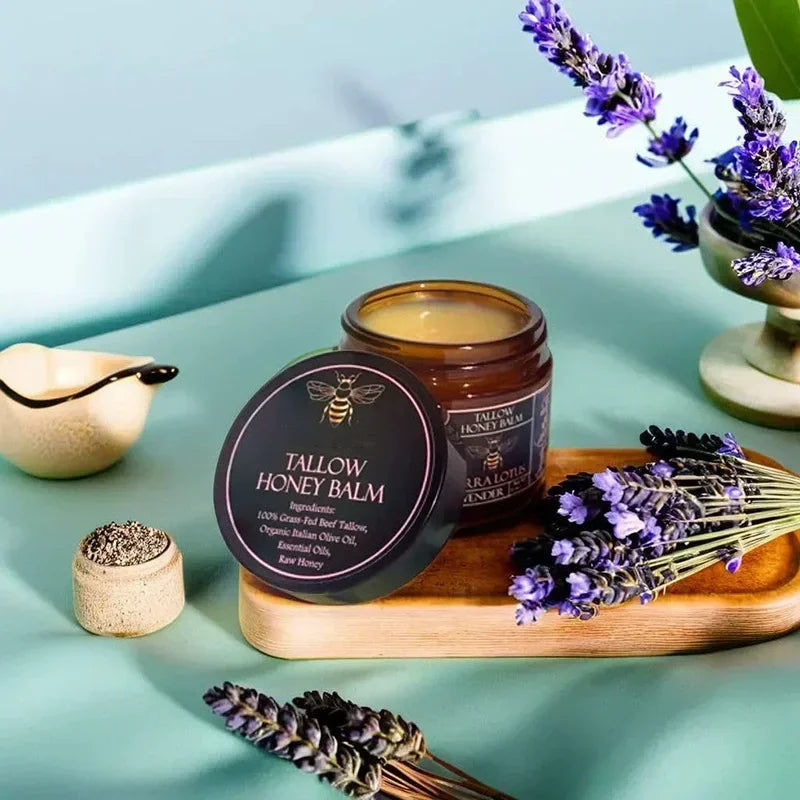 Organic Grass Fed Beef With Raw Honey Moisturizing Cream For Soft Smooth Skin Handmade All-Natural Moisturizer Skin Qme Lavender
