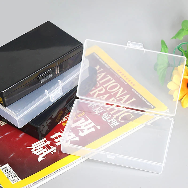 Transparent Storage Container Desktop Box Plastic Snap Organizer Qme