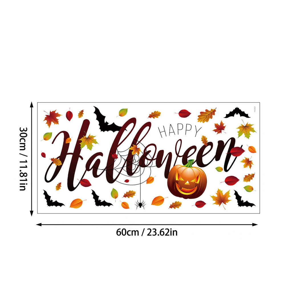 Halloween Pumpkins Leaves Bats Static Cling Window Glass Decals Holiday Party Scene Decoration Stickers Qme