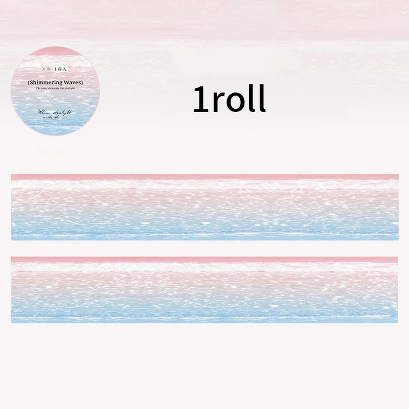 Simulated Water Wave Texture Tape, Summer Themed Handmade Scene Decor Tape, Aesthetic Stationery for Students Qme B