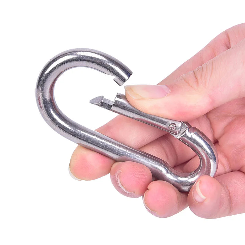 304 Stainless Steel Spring Carabiner Snap Hook Keychain Quick Link Qme