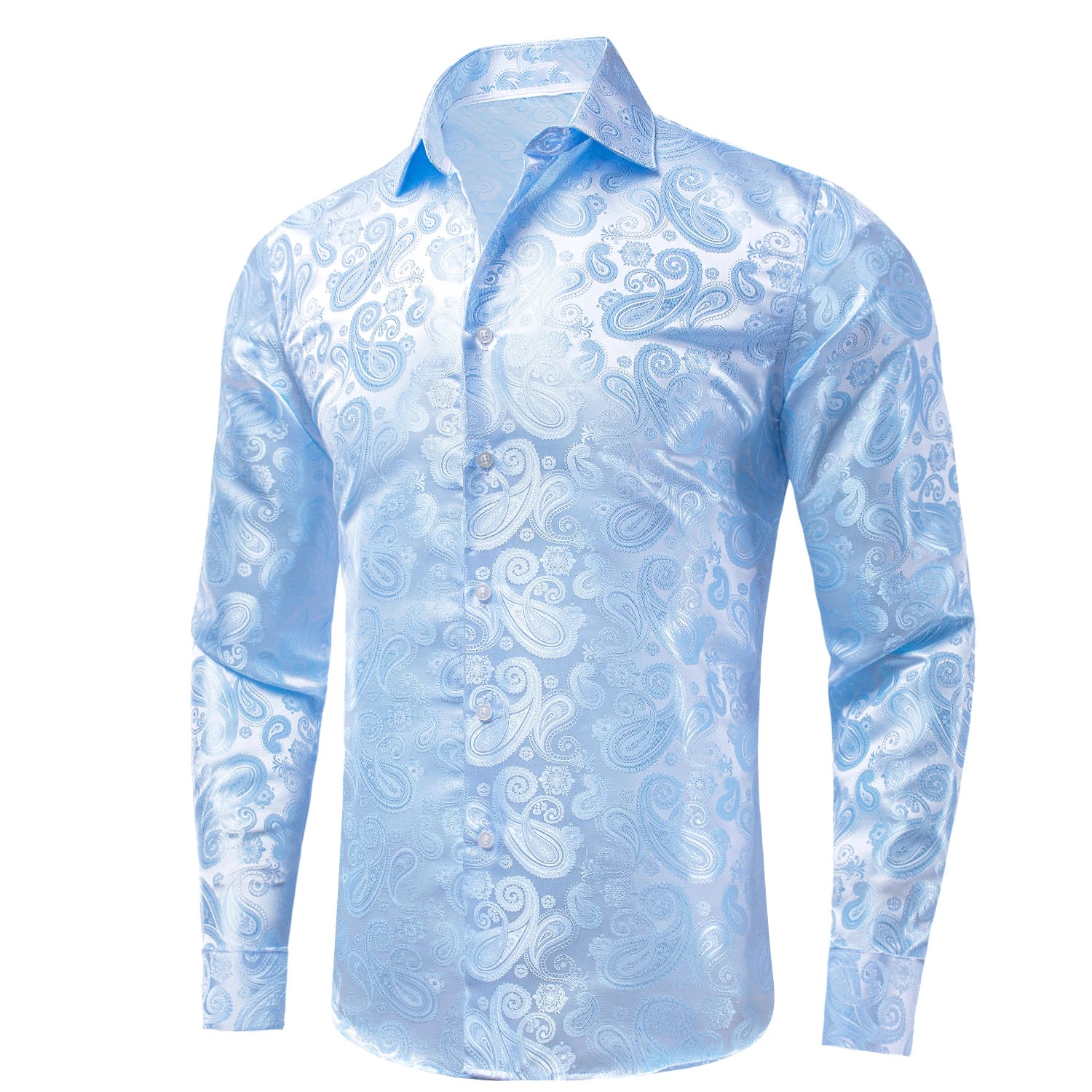 Hi-Tie Jacquard Paisley Mens Dress Shirts Long Sleeve Lapel Suit Shirt Casual Formal Blouse 10 Colors Wedding Business Party Qme