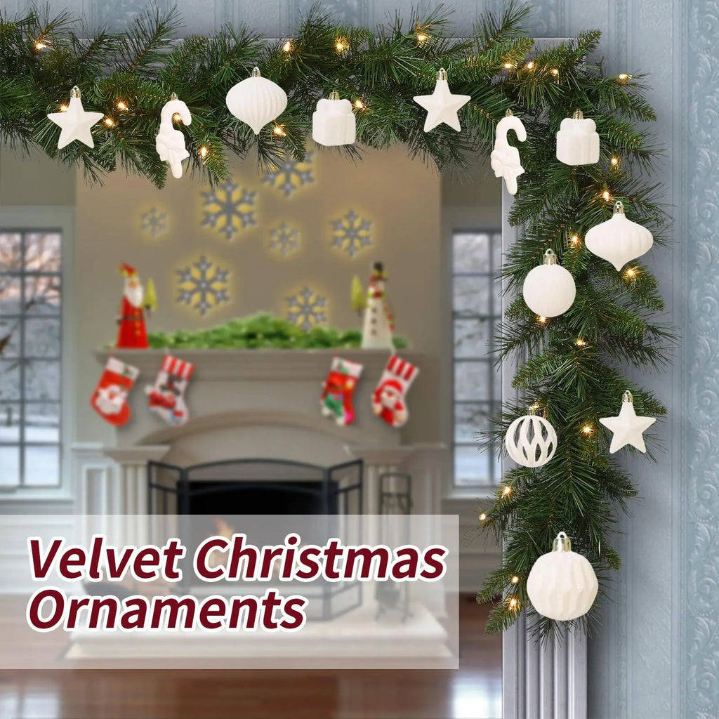 Christmas Tree Ornaments Velvet Balls Shatterproof Holiday Decor Pendant Velvet Christmas Tree Decorations For Indoor Outdoor Qme