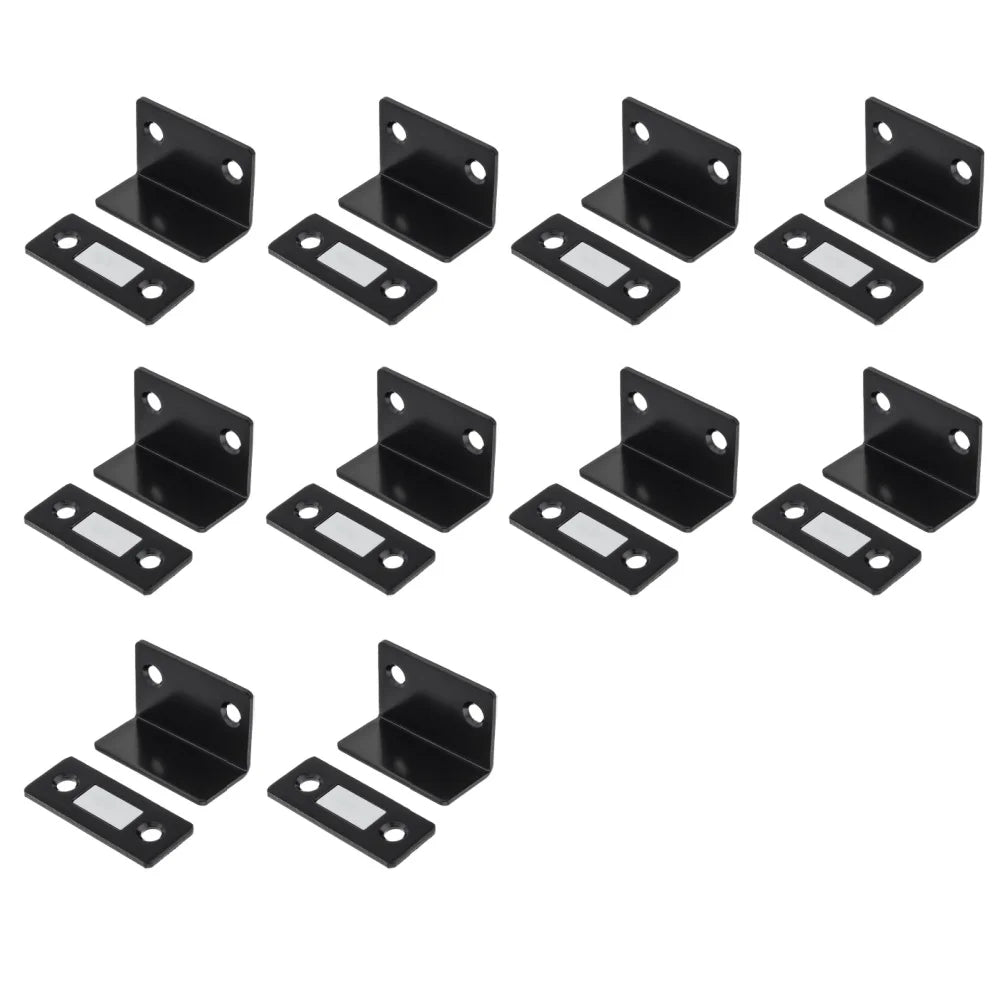 10-1PCS L-shaped Magnetic Door Closer Self-adhesive Invisible Cabinet Door Suction Wardrobe Magnetic Strip Patch Door Stopper Qme Black 10pcs