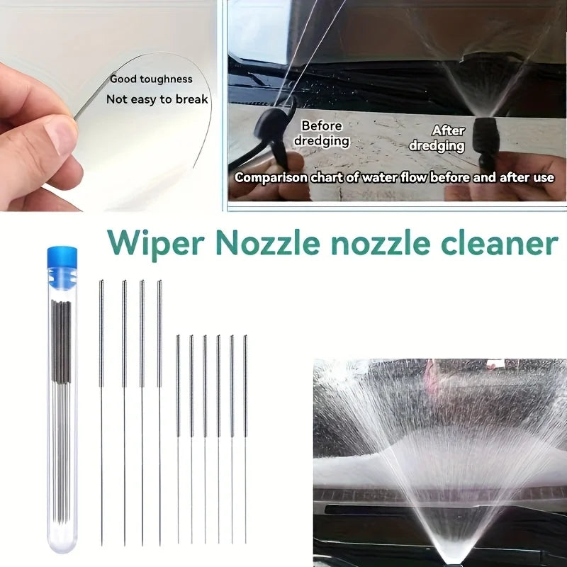 10-Piece Stainless Steel Cleaning Nozzle Kit - Window Wiper, 3D Printer Nozzle, Gas Stove, Shower Needle Unclogging Brush Qme