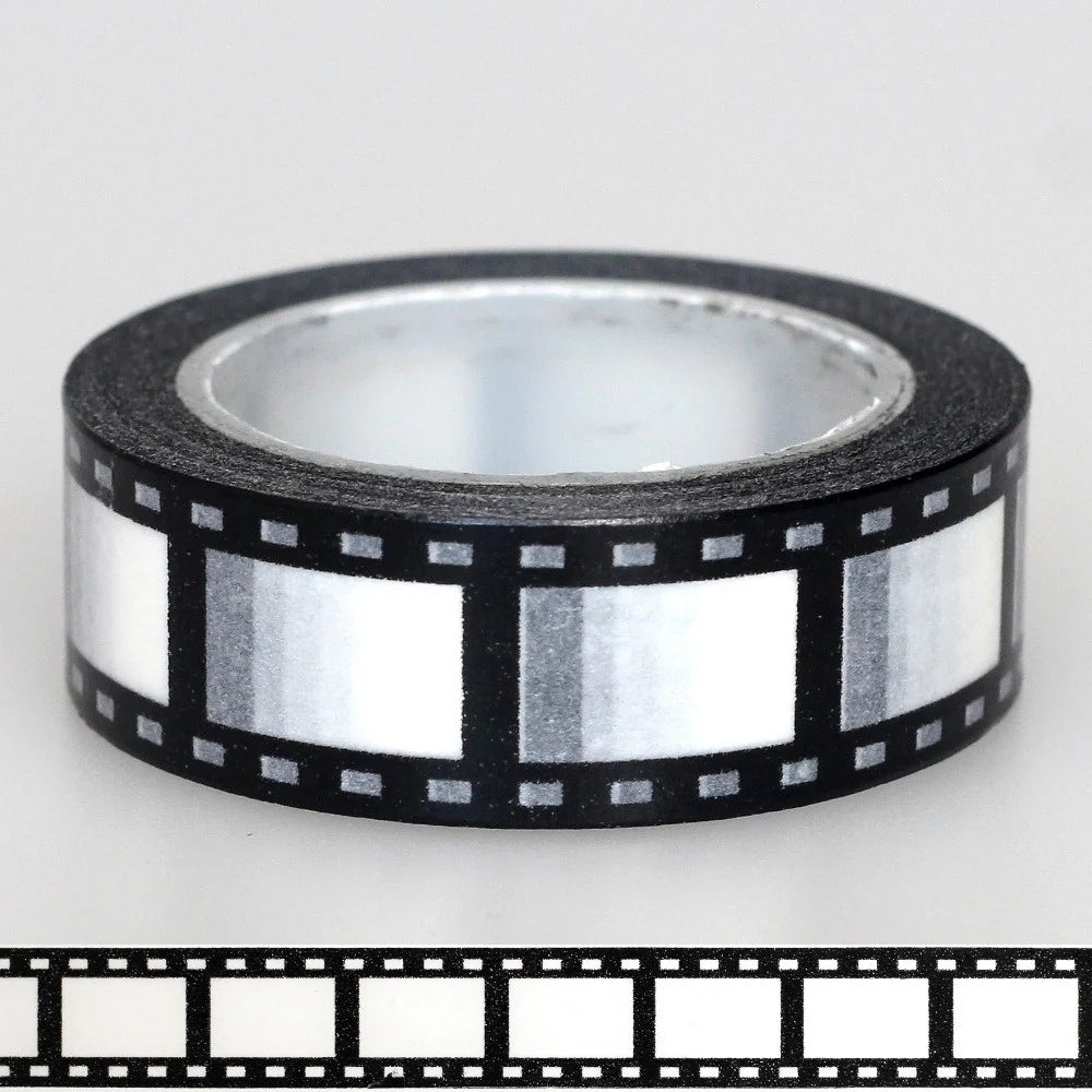 10M*15mm Tape Camera Roll Print Scrapbook DIY Sticker Decoration Japanese Tape Paper Black White Edges Two Styles 10m Qme Default Title
