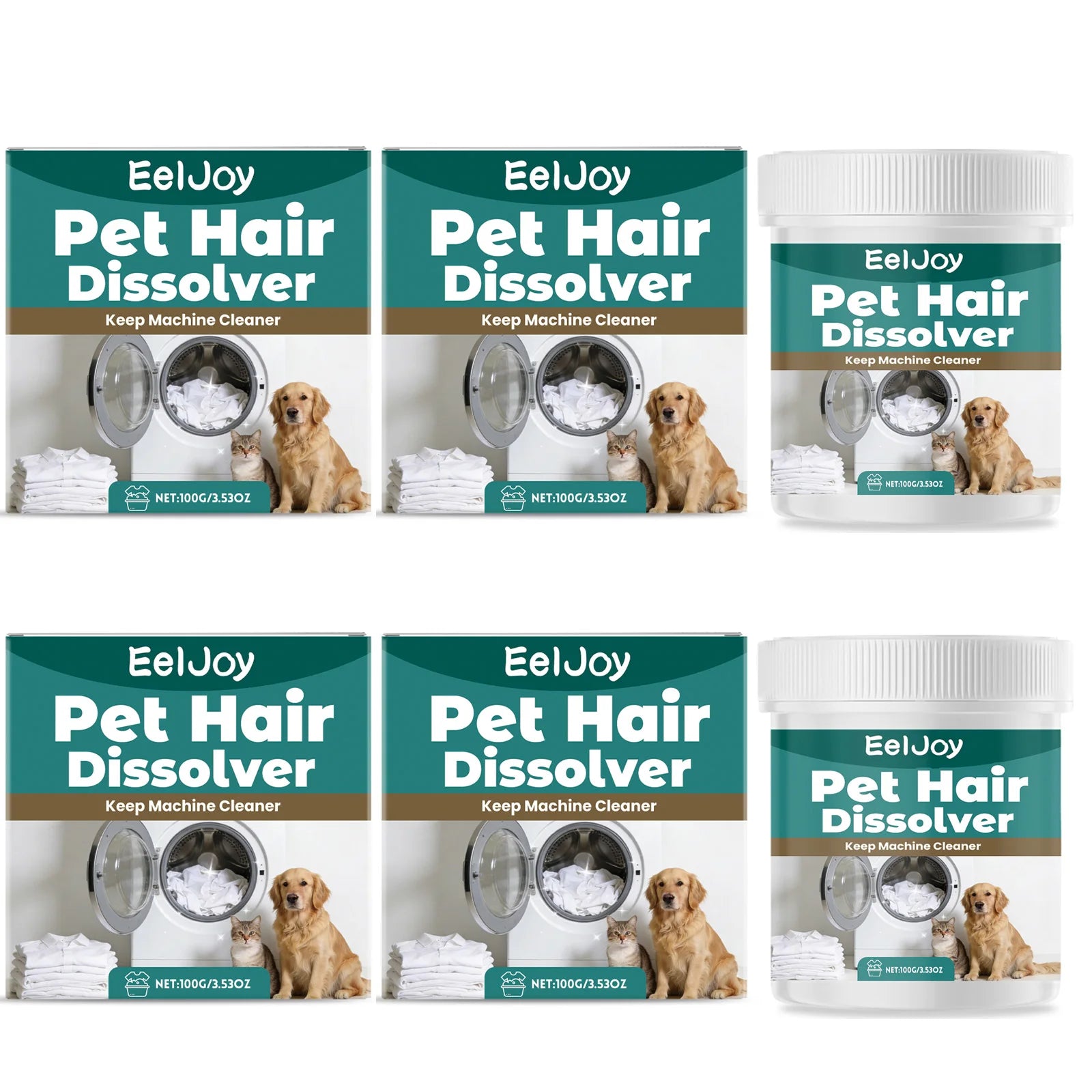 Pet Hair Dissolving Agent Decompose Pet Hair Clean Clothing Reduce Hair Residue Safe for Fabrics Household Clothing Care Cleaner Qme 4 x 100g Boxed