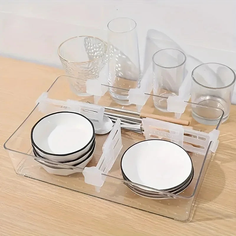 4pcs Adjustable plastic refrigerator door clamps, extendable kitchen organizing shelves,suitable for refrigerators and cabinets. Qme