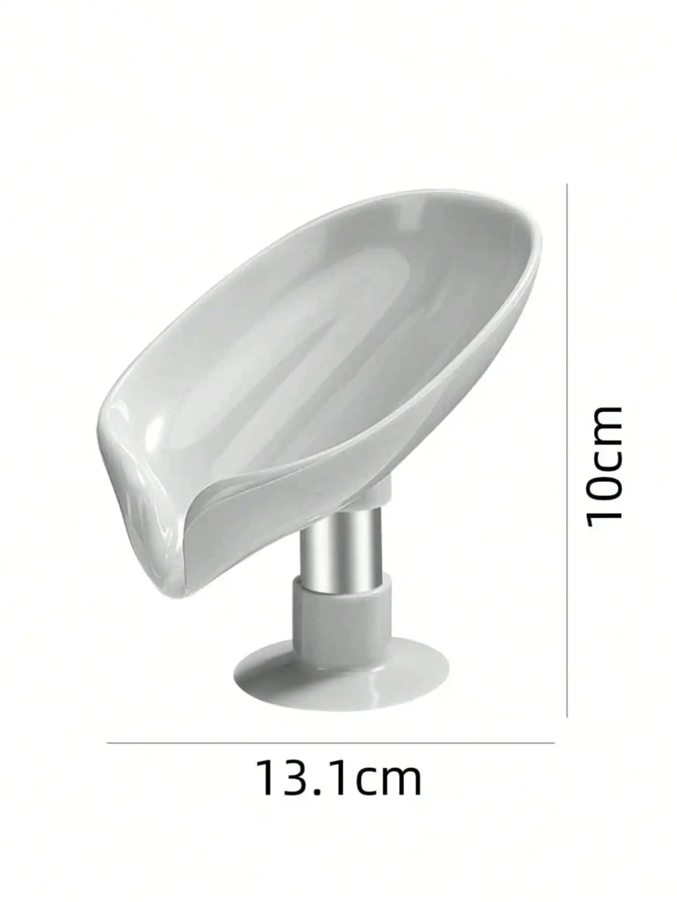 Plastic Soap Holder Leaf Shaped Suction Cup Flowing Tray Box Qme grey