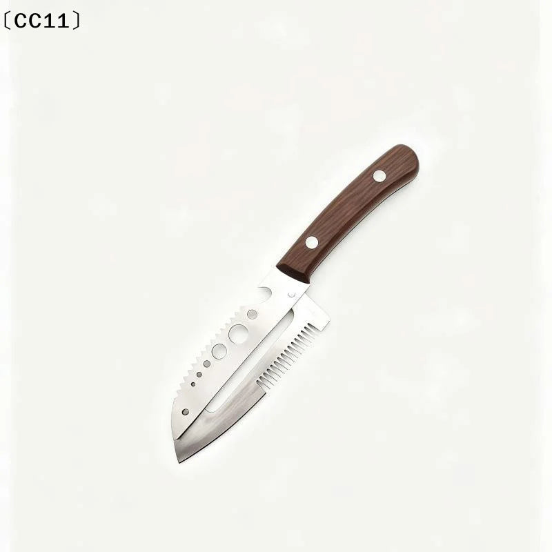 Multifunctional Stainless Steel Onion Cutter Wood Handle Bottle Qme