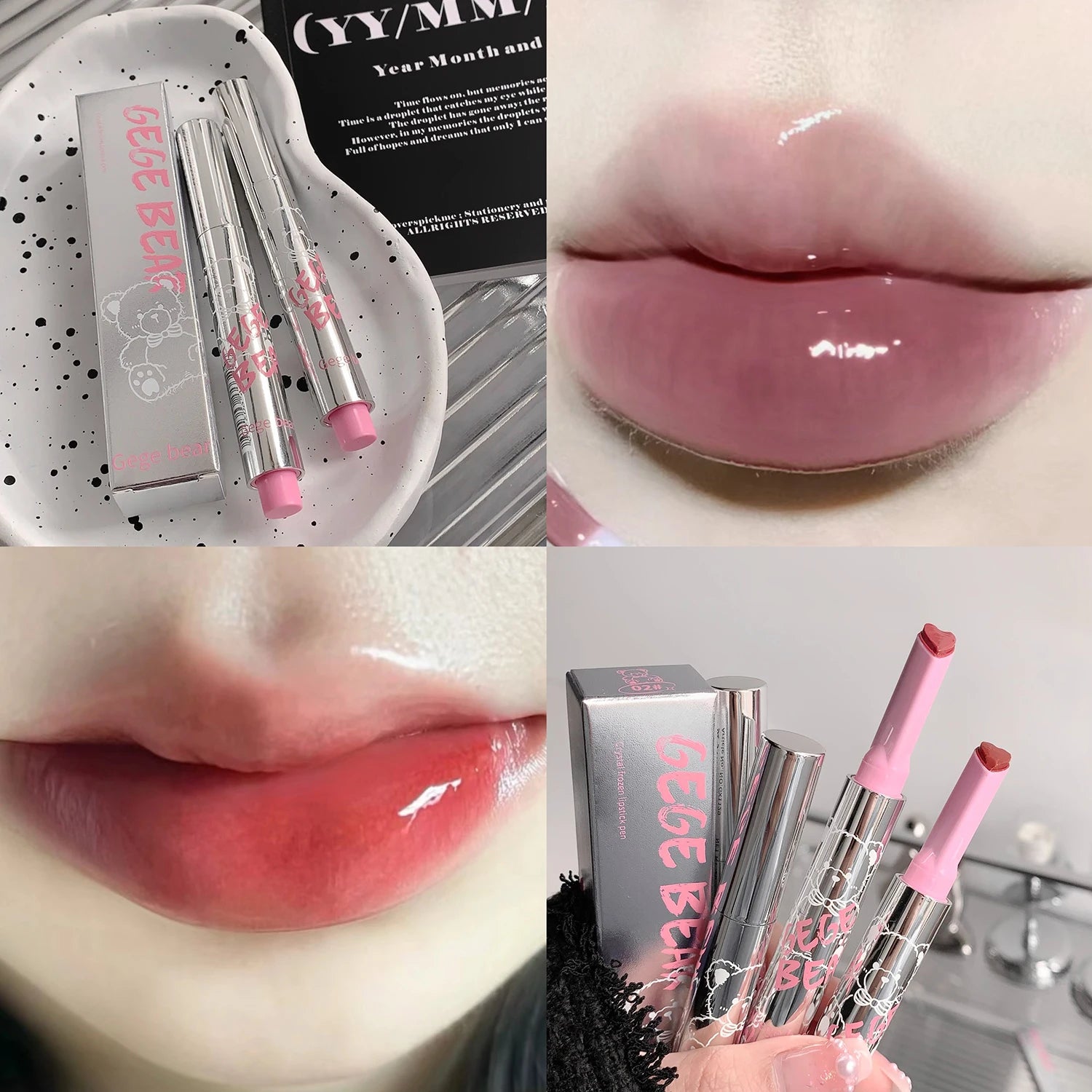 Gege Bear Translucent Crystal Jelly Lipstick Pen Moisturizing Water Qme