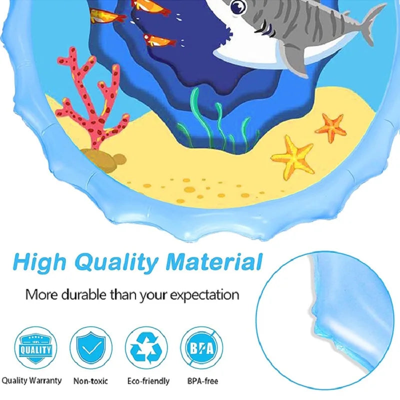 Summer Children's Play Sprinkler Mat 170CM Shark Unicorn Sprinkler Mat Children's Outdoor Interactive Fountain Toys Qme