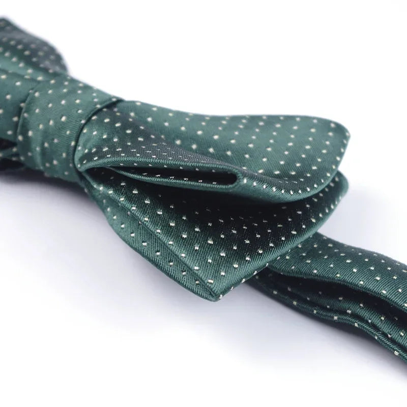Classic Black Men Bow Ties Fashion Polyester Bowtie Woven Dot Checked Stripped Butterfly Wedding Dress Mens Formal Dog Butterfly Qme