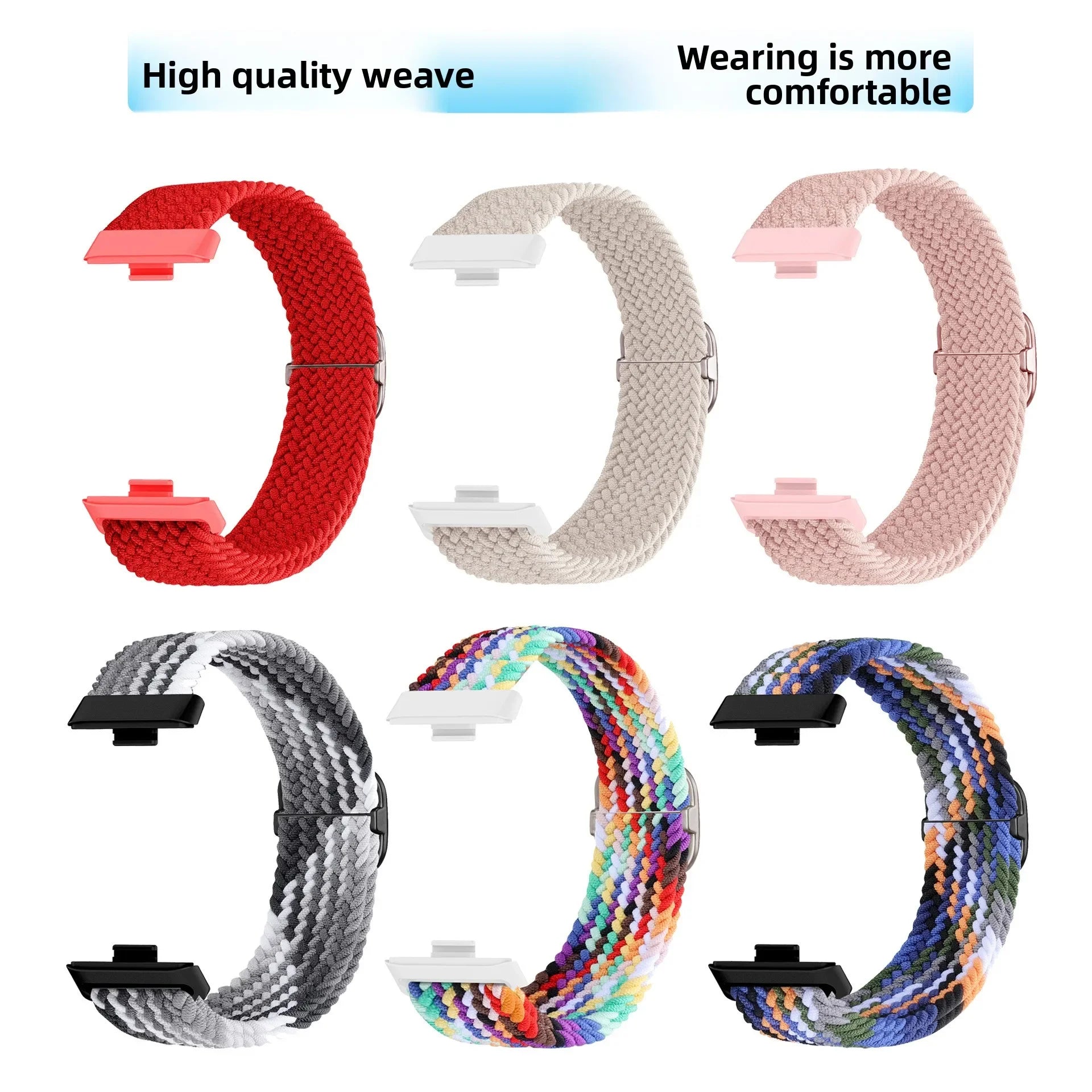 A Adjustable Comfort Nylon Woven Watch Strap with Stylish Metal Buckle Breathable Replacement Band for Huawei Smartwatch Qme
