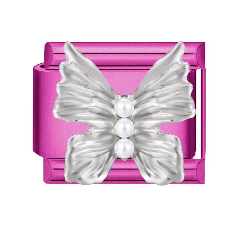 Y2K Rose Series Zircon Flower Butterfly Italian Charm Links Fit