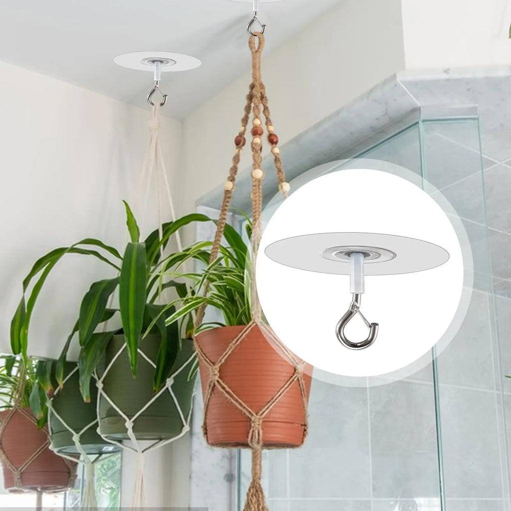 1pc No-Drill Hooks For Ceiling Self-Adhesive Water Resistant Hooks For Ceiling Home Storage Hooks For Wind Chimes Plants Lights Qme